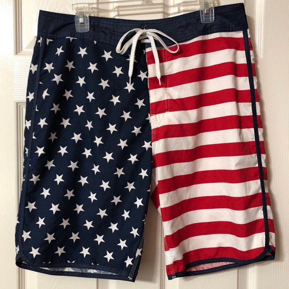 Old Navy Swim Size Large American Flag Board Shorts
